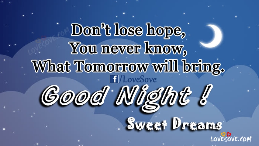 Don T Lose Hope Best Good Night Sweet Dreams Quotes Images