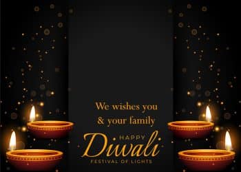 happy diwali black premium background with glowing diya